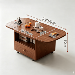 Foldable Portable Solid <b>Wood</b> Dining Coffee <b>Table</b> Dual-Purpose Moving Standing Simple Modern Design Eco-Friendly Suitable <b>Small</b> - Product Image 4