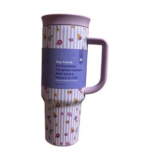 Vaso Térmico Aislado de Metal Ovalado al por Mayor, Vaso Aislado Portátil con Asa y Pajita de 40 oz - Product Image 3