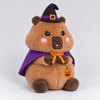 Peluche Capybara Mignonne Personnalisée pour Halloween, avec Chapeau de Sorcière et Broderie Citrouille, en Polyester Durable et Doux, Faite à la Main, pour Décoration