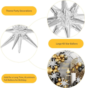 Ballons étoiles dorés géants 4D de 22 pouces, ballons en aluminium pour décorations de fête, toile de fond, ornement de Noël - Product Image 5