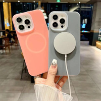 Coque de téléphone portable en silicone liquide original avec dos magnétique couleur unie style gelée pour iPhone 17 Pro Max