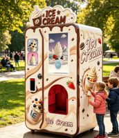 Kiosque à crème glacée molle à refroidissement par air, robuste, avec distributeurs de garnitures sèches et humides