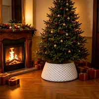 Jupe de sapin de Noël carrée blanche élégante, motif diamant, fourrure de luxe semi-artisanale, style américain, pour l'hiver, directement de l'usine
