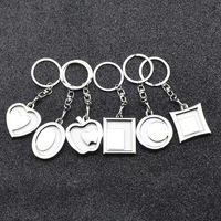 Porte-clés promotionnel avec cadre photo, anneau porte-clés, décoration, cadeaux DIY, en alliage de zinc, métal argenté, cadre photo porte-clés