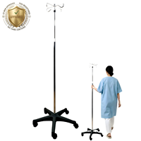 Support de perfusion télescopique sur roulettes à hauteur réglable, support de poche à perfusion premium à 2 ou 4 crochets, support portable pour poche à liquide