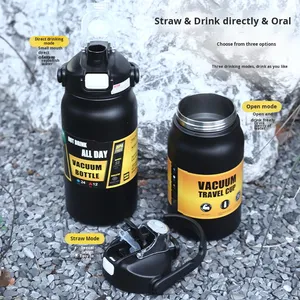 Large-Capacity 304 Stainless Steel Travel Kettle Portable Dual-<b>Drink</b> Outdoor Sports Vacuum Tumbler <b>Hot</b> Thermal Spout-Type - Product Image 3