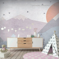 Étoiles préférées lune nuages blancs enfants mur Arts encre à base d'eau Papier Peint Mural pour bébé garçon fille papier peint pour chambre