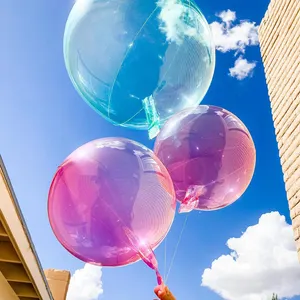 10/18/24/36英寸圆形水晶泡泡气球彩虹透明波波生日派对装饰婚礼夏季空气氦气球