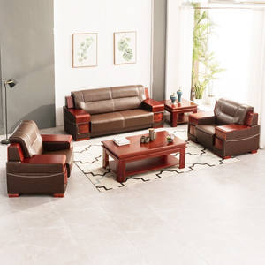 SF-16 现代皮革办公接待沙发套装，带金属底座，可伸缩模块化设计，适合商业用途，中国制造 - Product Image 1