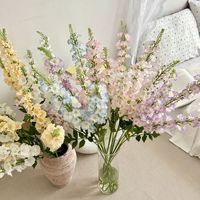 Bunga Delphinium Larkspur Buatan Tangan dari Sutra Halus, Simulasi Tinggi, untuk Dekorasi Interior Hotel dan Ruang Komersial