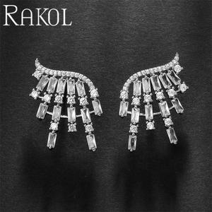 RAKOL EP5347 Zircon cubique en vrac Bijoux de mariage de mode Boucles d'oreilles pour femmes en forme d'aile quotidiennes - Product Image 6