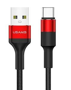 Akıllı telefon için USAMS toptan fiyat U5 alüminyum alaşım örgülü USB veri kablosu