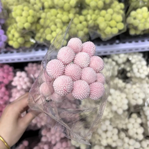 Matériaux de bricolage faits à la main en gros : Fleurs séchées, boules dorées, fleurs de Craspedia colorées préservées pour décorations de mariage - Product Image 3