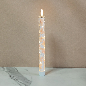 <span class=keywords><strong>Bougie</strong></span> <span class=keywords><strong>LED</strong></span> conique personnalisée avec fleurs séchées, lot de 2, finition cristal, design botanique coloré, sans flamme, joli cadeau avec télécommande - Product Image 4