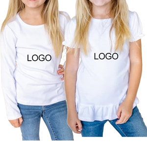 Ropa de bebé niña, ropa de Boutique para niños, camisetas de manga abullonada en blanco para niñas, camisetas de manga corta con <span class=keywords><strong>volantes</strong></span> blancos para niños y niñas - Product Image 3