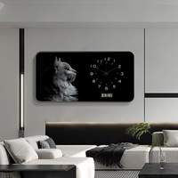 Jam Dinding Hewan Harimau Persegi Modern Besar Gaya Nordic untuk Ruang Tamu, Mural Fashion, Jam Dinding Porselen Kristal Mewah Custom
