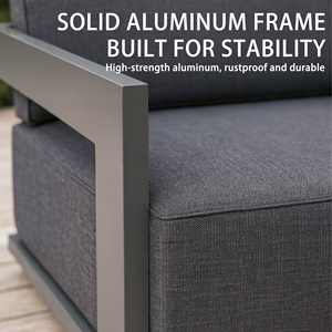 Bộ ghế <span class=keywords><strong>sofa</strong></span> ngoài trời bằng nhôm hiện đại với bàn cà phê |   Đồ nội thất ngoài trời chống thấm nước cho sân vườn, hiên nhà, sân trong & công viên - Product Image 3