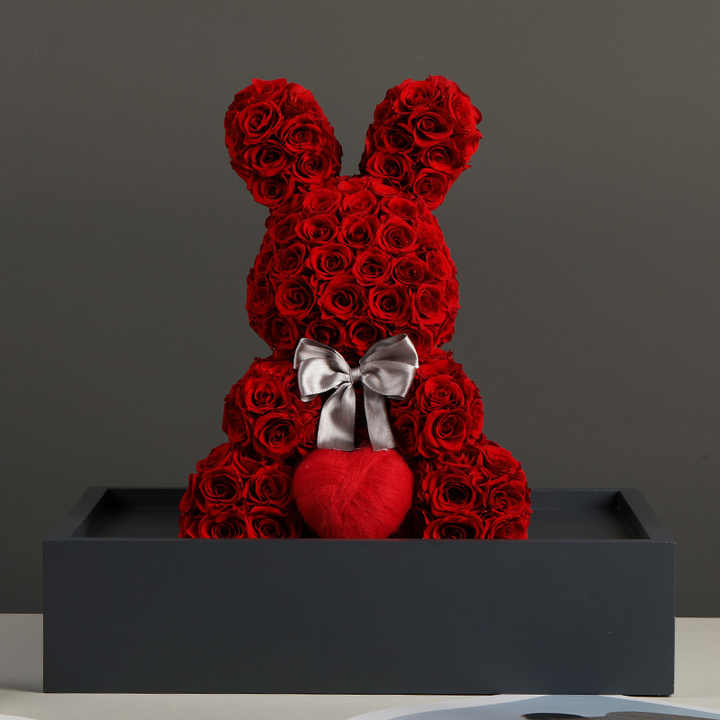 2026 Luxury Valentines Day Preserved Rose Rabbit Acrylic Gift Box 100 ...