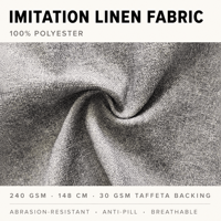 Tissu de rideau aspect lin 240 GSM anti-boulochage résistant aux plis 148 cm de large en polyester respirant tissé en rouleau en stock