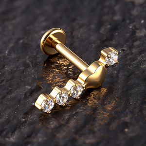 Labret en Titane Classique 16G avec Cœur en Zircon Cubique, Bijou de <span class=keywords><strong>Piercing</strong></span> Tendance, Durable, à Dos Plat, Hypoallergénique, pour Lèvre et <span class=keywords><strong>Tragus</strong></span>, Cadeau de Mariage - Product Image 2