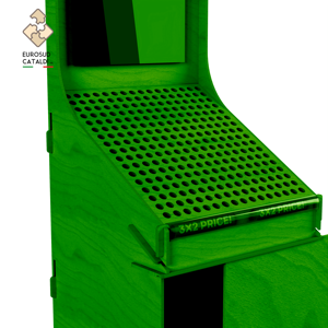Espositore verde legno di qualità produzione EUROSUD CATALDI Made in Italy in betulla altezza 193 cm per negozi di bellezza. - Product Image 2