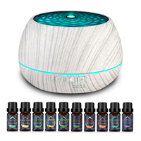 Diffuseur d'huiles essentielles ultrasonique électrique 500 ml, coffret cadeau avec les 10 meilleures huiles essentielles, humidificateur d'aromathérapie