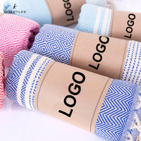 Large 100*180cm Organic Weave Turkish Cotton Beach Towel with Tassels Peshtemal Blanket Bath Pool Spa Customizable Logo