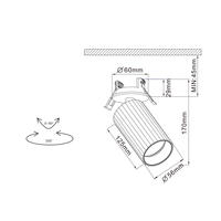 Spots LED encastrés en aluminium réglables avec un design moderne, alimentation CA, indice de protection IP20, culot GU10, dimmables