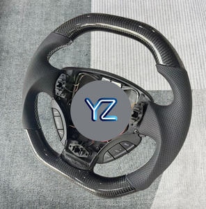 Volant de course YZ en cuir perforé et fibre de carbone à fond plat, personnalisé et très demandé, pour Aston - Product Image 2