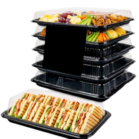 Boîte à repas jetable en plastique PET transparent scellé, style croissant, pour grands plateaux de fête écologiques