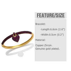 <strong>Gelang</strong> Jantung Elegant Gold Color Heart Pendant <strong>Bangle</strong> Jewelry Romantic Wedding Gift Wholesale Crystal Zircon Bracelets - Product Image 6