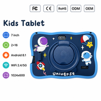 Tablette pour enfants 7 pouces Android 8.1 2 Go 16 Go WiFi 1024x600 Tablette PC pour enfants Spaceman avec étui en silicone Astronaut et poignée