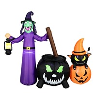 Fournisseur transfrontalier exclusif pour Halloween : Décoration de scène de jardin gonflable de sorcière de 1,80 m pour les fêtes, fabriquée en Chine