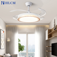 Ventilateur de plafond LED avec télécommande, 42 pouces, avec lumière fantaisie, lustre moderne pour la maison et le bureau, à intensité variable et CRI élevé 90