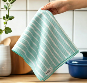 Serviettes de cuisine en microfibre à motif gaufré, haute qualité, multi-usages, pour la vaisselle et le thé, avec option de logo personnalisé - Product Image 1