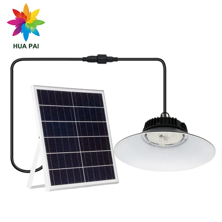 HUAPAI Hop vendita Polysilicon pannelli solari illuminazione industriale commerciale 100W 200W alta baia ha condotto la luce