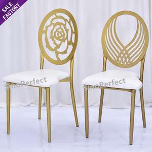 Chaise de luxe en métal à prix avantageux, design ovale creux, pour événements, mariage, fête - Product Image 1