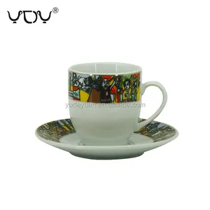 Tazas y platillos de porcelana fina de cerámica con logotipo personalizado, juego de tazas de café de estilo etíope Jebena Eritrean, respetuosas con el medio ambiente, LFGB, venta al por mayor