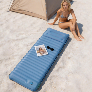 Portable Inflatable Camping Sleeping Mat Built in Foot Pump Lightweight Backpacking Air <b>Pad</b> with Pillow for Outdoor Travel - Product Image 2