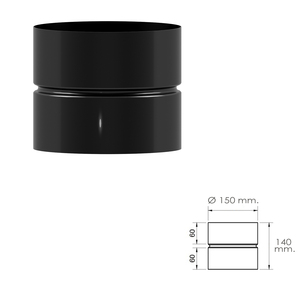 Manicotto di unione per tubo fumario in gres porcellanato nero, femmina-femmina Ø 150 mm. - Product Image 2