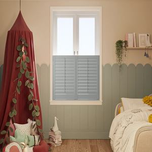 Volets de style café en faux bois à économie d'énergie Volets de plantation de fenêtre en PVC Volets de fenêtre en baie - Product Image 1