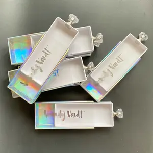 Qingdao Holographic Lashbox Packaging Nature Mink Eyelash Vendor Customized Eye lash Packaging boxes