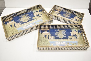 Juego de 3 bandejas de servir de resina decorativa de lujo con detalles dorados, estilo moderno, organizador de mesa, apto para lavavajillas - Product Image 4