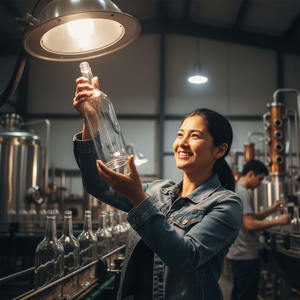 Bouteilles de spiritueux en verre de 1000ml Bouteille ronde de tequila Whisky Vodka Rhum Liqueur Bouchons à vis des fabricants de bouteilles en verre à proximité - Product Image 5