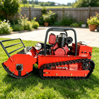 Tondeuse à gazon sur chenilles télécommandée sans fil 4 temps haute performance avec fonction mulching pour une tonte professionnelle sur les fermes, ranchs et parcs