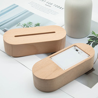 Support d'affichage lumineux en bois massif avec base LED, alimenté par piles AA, pour veilleuse en acrylique, idéal pour la décoration intérieure