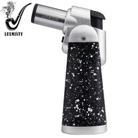 Briquet torche à flamme jet au gaz butane rechargeable avec logo personnalisé, idéal pour le barbecue en extérieur, coupe-vent, pour cigarettes et cigares