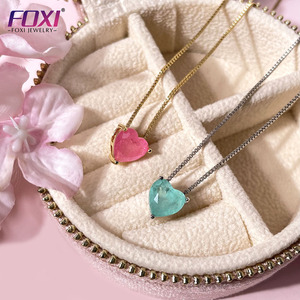 Foxi-collar de piedras preciosas de colores para mujer, piedra de fusión de corazón, chapado en oro de 18K - Product Image 5