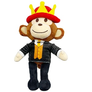 Logotipo personalizado robar un cerebro Jandel juguete de peluche de dibujos animados mono negro con un sombrero rojo muñecos de animales de peluche suave almohada regalo - Product Image 6
