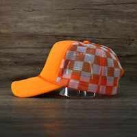 Oranje Mig Patroon Stijl Caps Met Rand Voor Buitensporten Hoge Kwaliteit Mannen Vrachtwagenchauffeur Hoeden Met Ademend Mesh